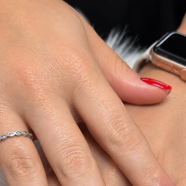 Glossy red square nails
